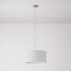 Pendelleuchte mit Medium-Zylinder-Lampenschirm aus Leinenstoff – Made in Italy