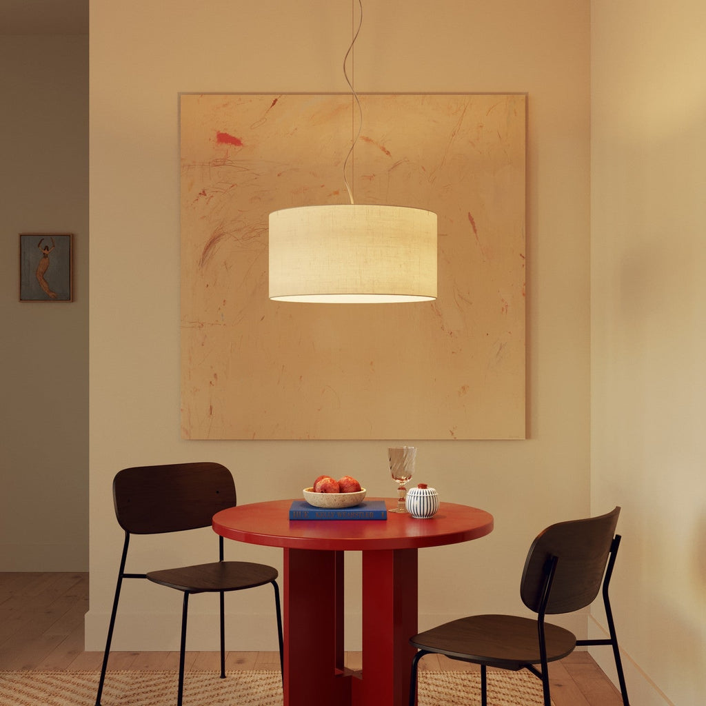 Pendelleuchte mit Medium-Zylinder-Lampenschirm aus Leinenstoff – Made in Italy – Ansicht 8