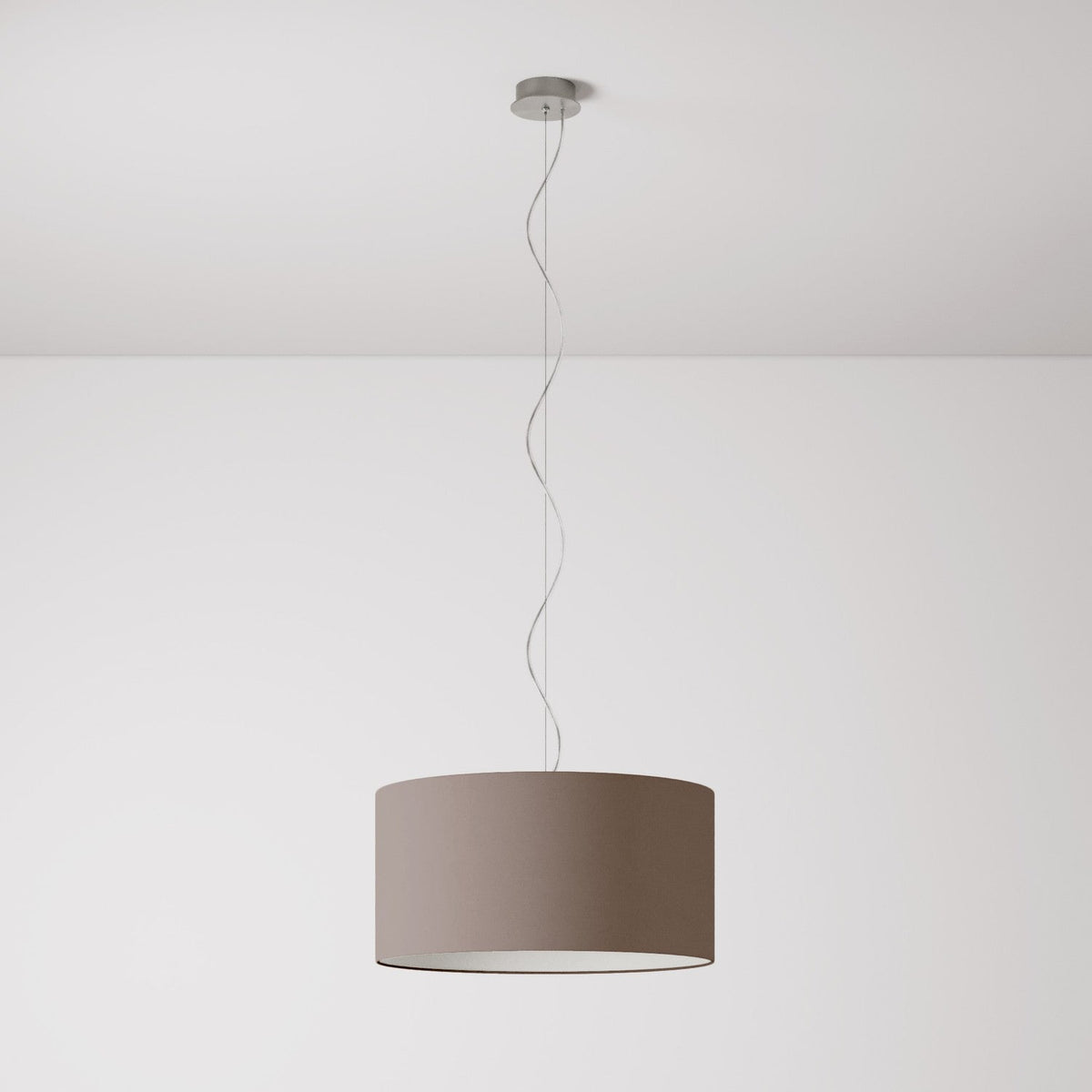 Pendelleuchte mit Stoffschirm Zylinder Medium – Made in Italy – Arenal Asche