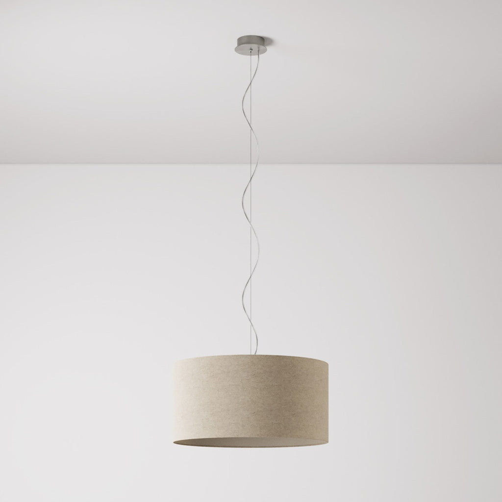 Pendelleuchte mit Stoffschirm Cilindro Medium - Made in Italy - Beigefarbene Wolle