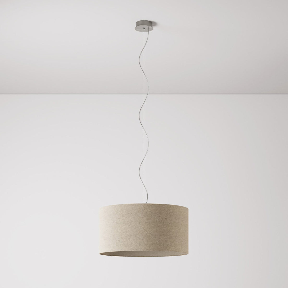 Pendelleuchte mit Stoffschirm Cilindro Medium - Made in Italy - Beigefarbene Wolle