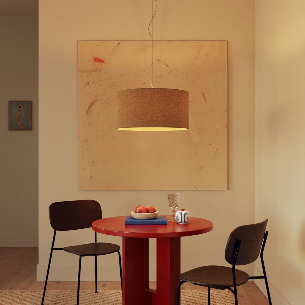 Pendelleuchte mit Stoffschirm Cilindro Medium - Made in Italy - Beigefarbene Wolle – Ansicht 8
