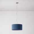 Pendelleuchte mit Stoffschirm Zylinder Medium – Made in Italy – Blaue Wolle
