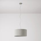 Pendelleuchte mit Zylinder Medium Stoffschirm - Made in Italy - Hellgraue Wolle