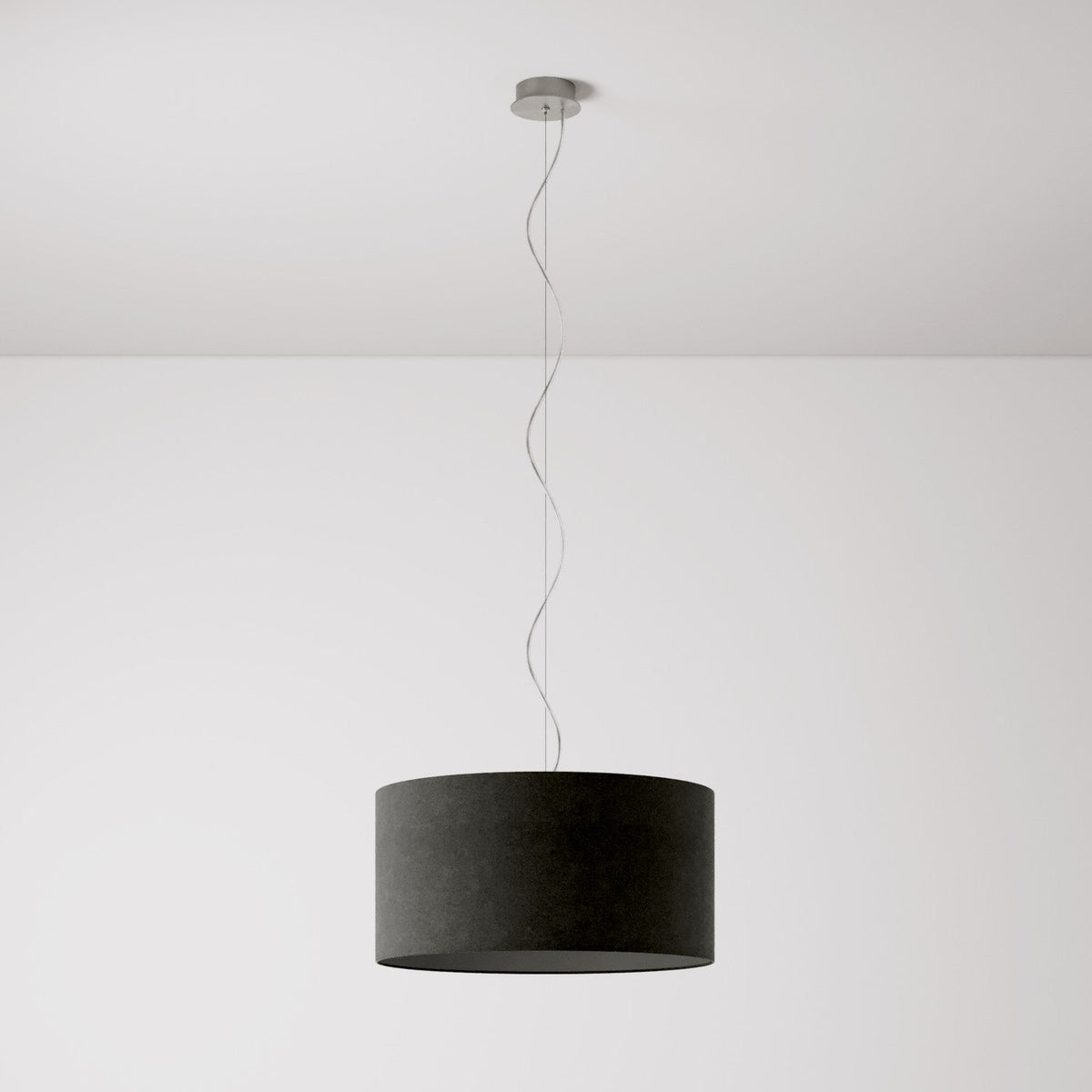 Pendelleuchte mit Stoffschirm Cilindro Medium – Made in Italy – Wolle Dunkelgrau