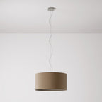 Pendelleuchte mit Stoffschirm Cilindro Medium – Made in Italy – Braune Wolle
