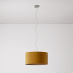 Pendelleuchte mit zylindrischem Schirm Medium – Made in Italy – Senfgelbe Wolle