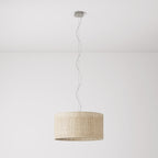 Pendelleuchte mit Stoffschirm Cilindro Medium - Made in Italy - Raphia