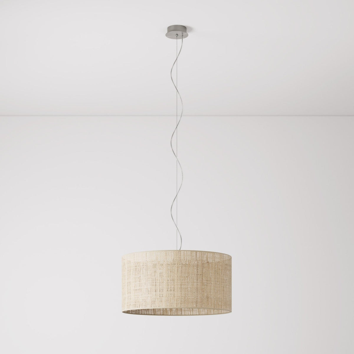 Pendelleuchte mit Stoffschirm Cilindro Medium - Made in Italy - Raphia