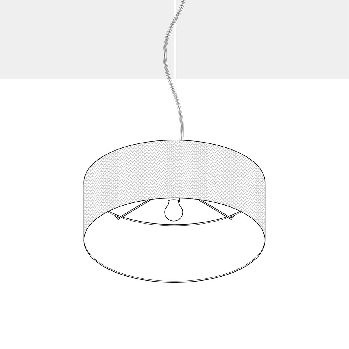 Pendelleuchte mit Stoffschirm Cilindro Medium - Made in Italy - Raphia – Ansicht 4