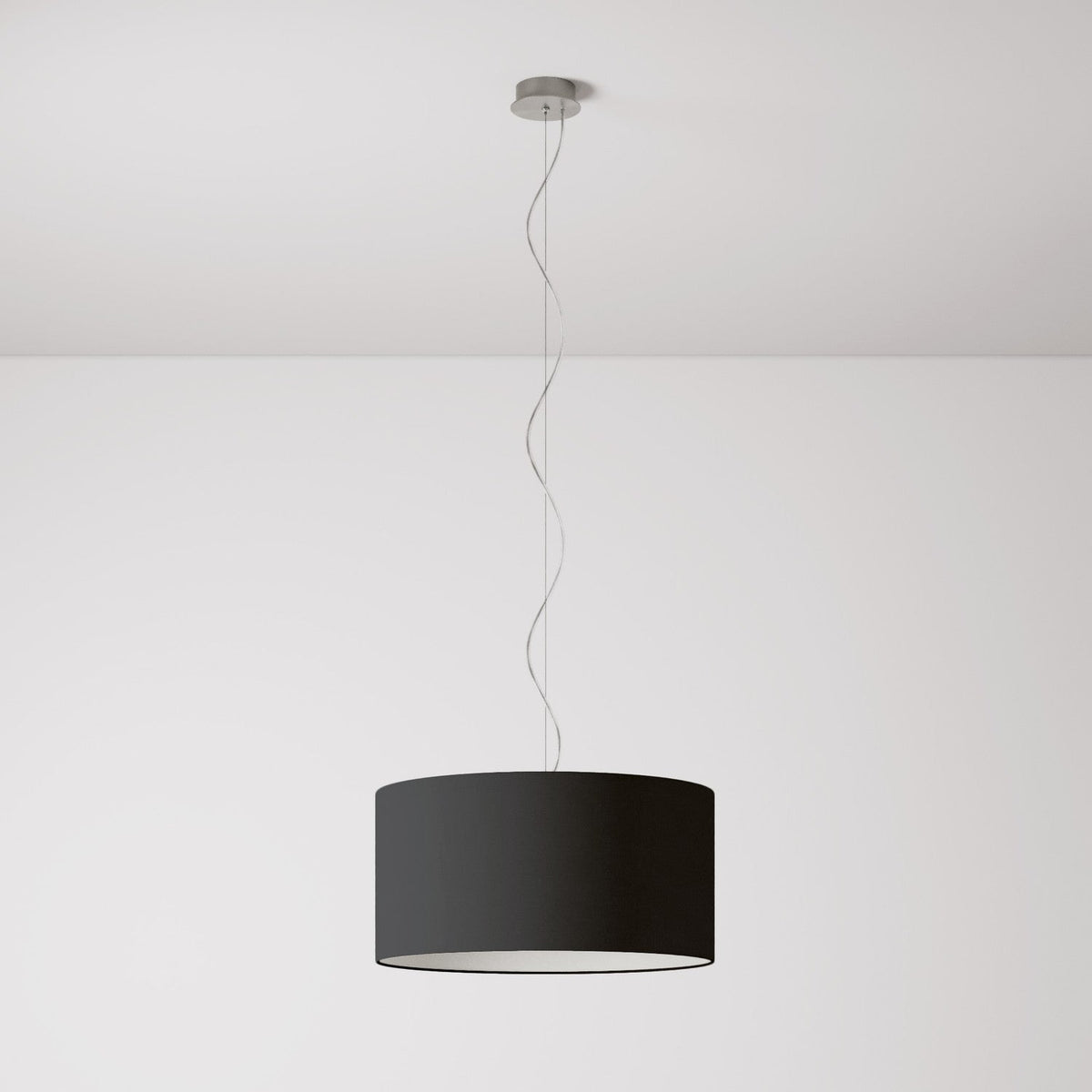 Pendelleuchte mit zylindrischem Stoffschirm Medium – Made in Italy – Teletta Anthrazit