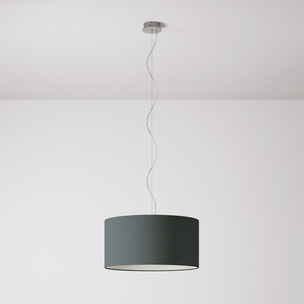 Pendelleuchte mit Stoffschirm Zylinder Medium – Made in Italy – Dunkelgraues Leinen