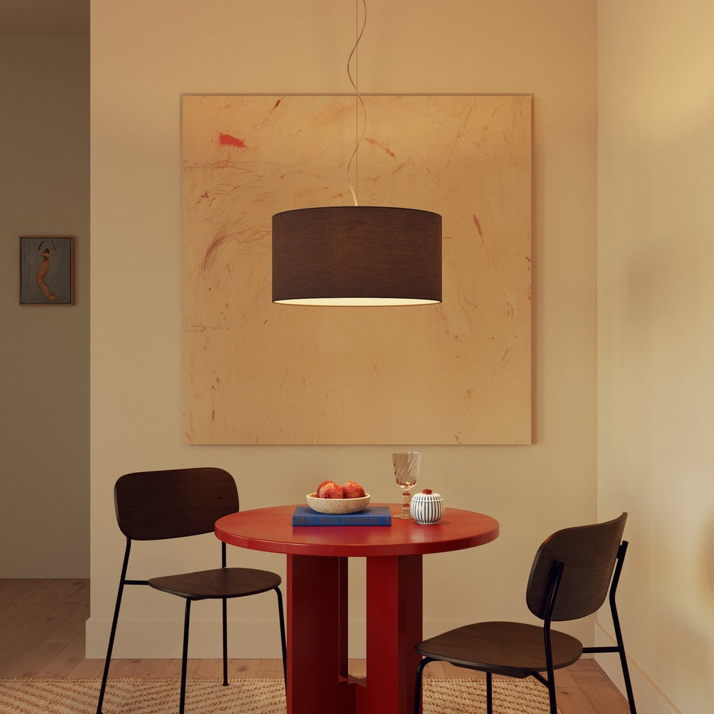 Pendelleuchte mit Stoffschirm Zylinder Medium – Made in Italy – Dunkelgraues Leinen – Ansicht 8