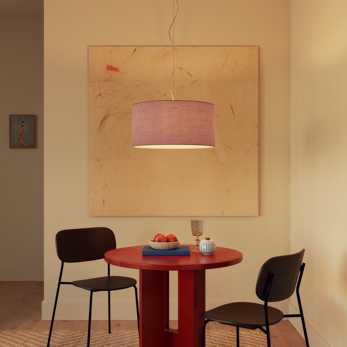 Hängelampe mit Zylinderschirm aus Stoff Medium – Made in Italy – Teletta Lila – Ansicht 2