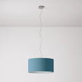 Pendelleuchte mit Lampenschirm aus Stoff Zylinder Medium Stahblau – Made in Italy
