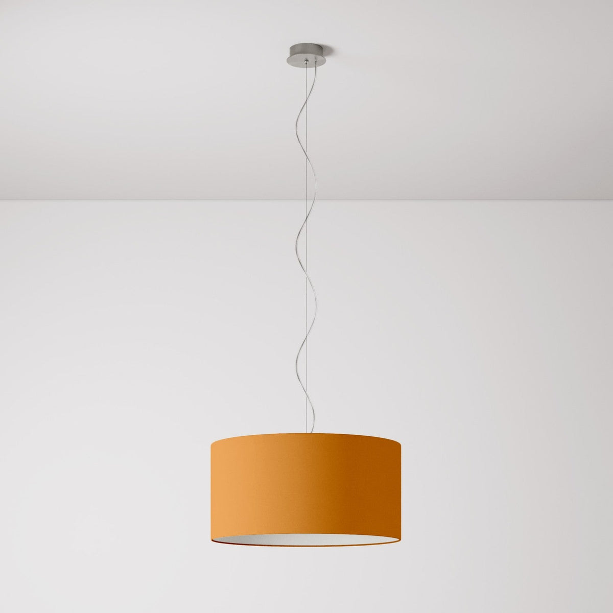 Pendelleuchte mit Stoffschirm Zylinder Medium Teletta Mandarine – Made in Italy