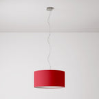 Pendelleuchte mit Lampenschirm aus Stoff Cilindro Medium Teletta Rot – Made in Italy