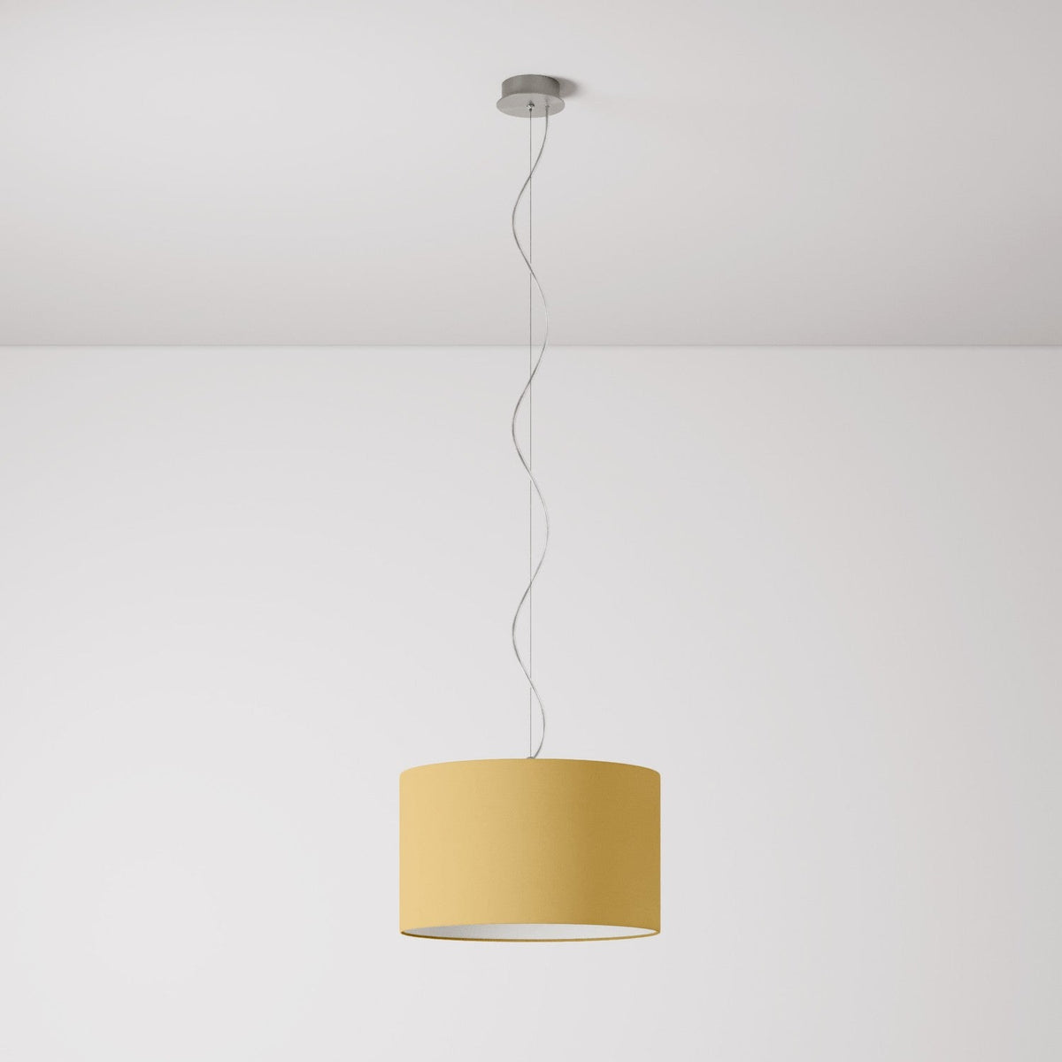 Pendelleuchte mit Lampenschirm aus Stoff Zylinder Small Arenal Gold – Made in Italy