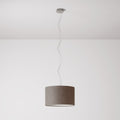 Pendelleuchte mit Stoffschirm Zylinder Small Camelot Braun – Made in Italy