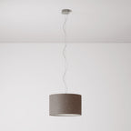 Pendelleuchte mit Stoffschirm Zylinder Small Camelot Braun – Made in Italy