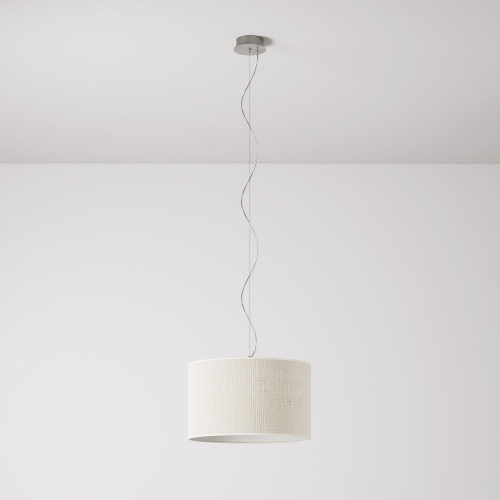 Pendelleuchte mit Stoffschirm Zylinder Small Helles Jute – Made in Italy