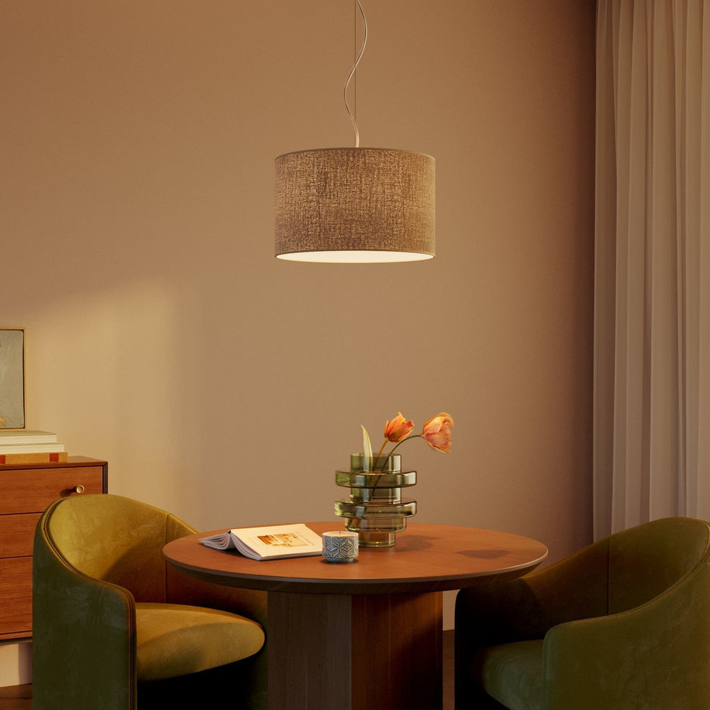 Pendelleuchte mit zylinderförmigem Stoffschirm Cilindro Small – Made in Italy – Naturjute – Ansicht 2