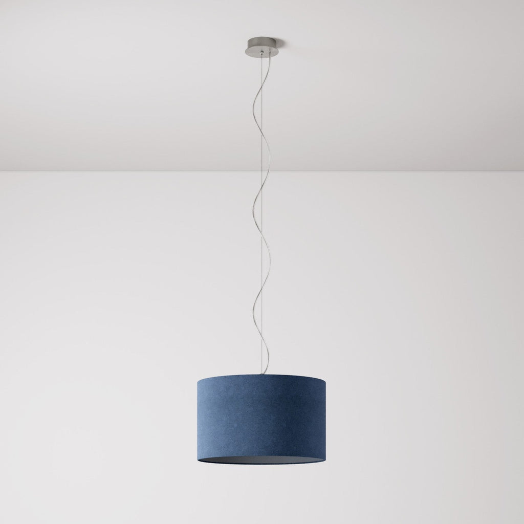 Pendelleuchte mit Zylinder Small Lampenschirm aus Stoff – Made in Italy – Blaue Wolle