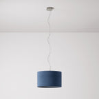 Pendelleuchte mit Zylinder Small Lampenschirm aus Stoff – Made in Italy – Blaue Wolle