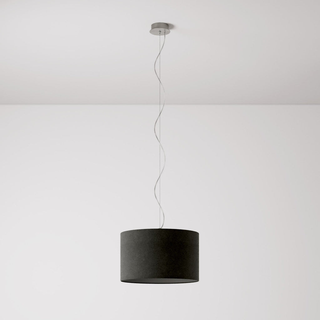 Pendelleuchte mit Stoffschirm Cilindro Small – Made in Italy – Lana Dunkelgrau