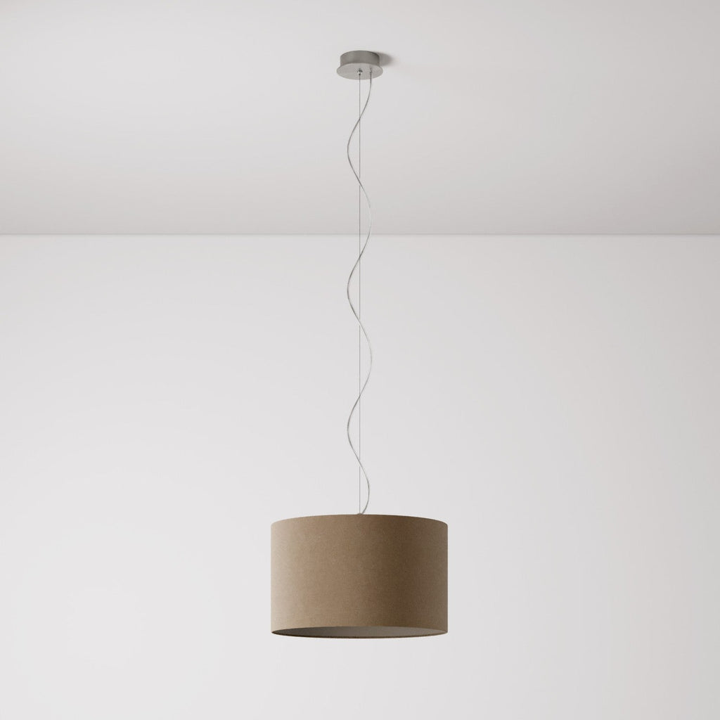Pendelleuchte mit Stoffschirm Cilindro Small – Made in Italy – Braune Wolle