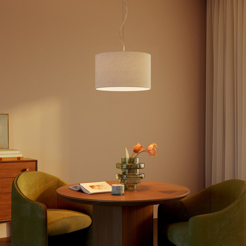 Hängeleuchte mit Lampenschirm aus Stoff Cilindro Small – Made in Italy – Sandwolle – Ansicht 2
