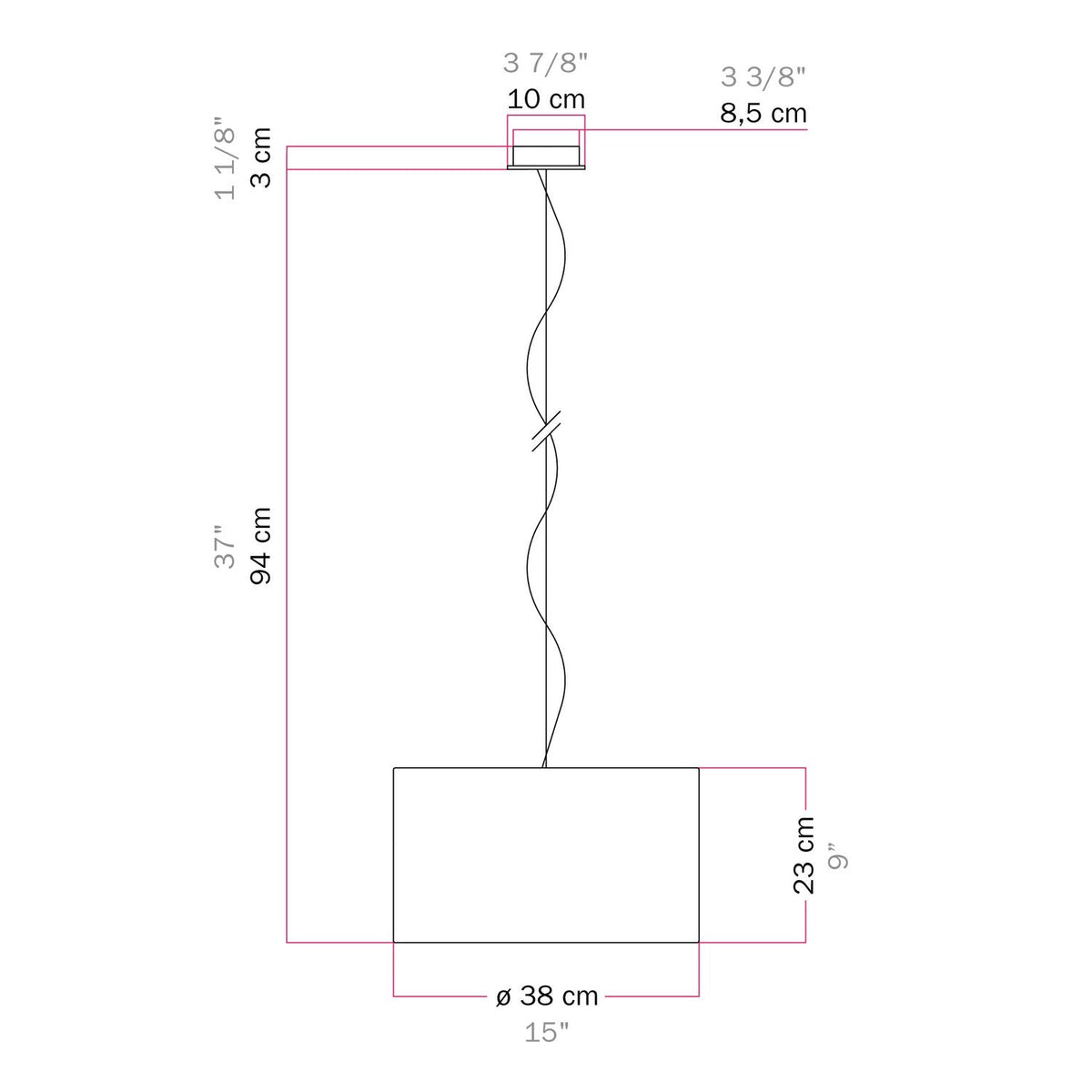 Hängeleuchte mit Lampenschirm aus Stoff Cilindro Small – Made in Italy – Sandwolle – Ansicht 6