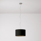 Pendelleuchte mit Stoffschirm Cilindro Small – Made in Italy – Schwarz/Gold