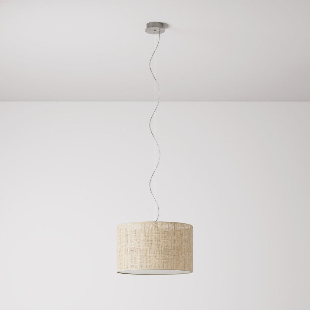 Pendelleuchte mit zylindrischem Stoff-Lampenschirm Small – Made in Italy – Raphia