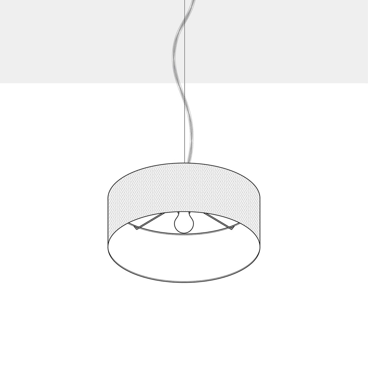 Pendelleuchte mit zylindrischem Stoff-Lampenschirm Small – Made in Italy – Raphia – Ansicht 4