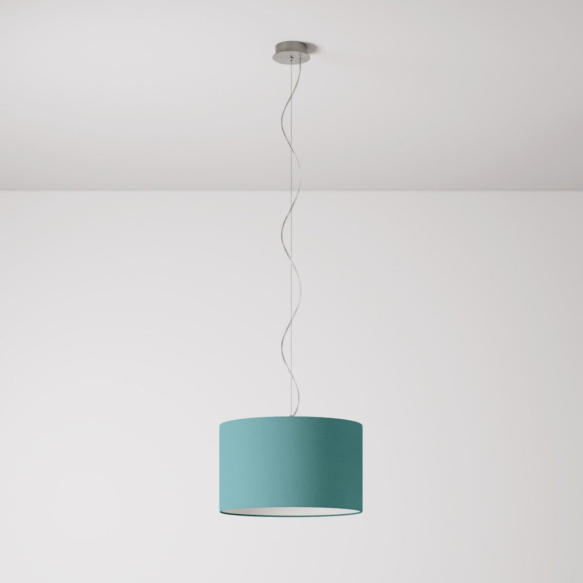 Pendelleuchte mit kleinem Stofflampenschirm Cilindro Small – Made in Italy – Teletta Grün Dubbio