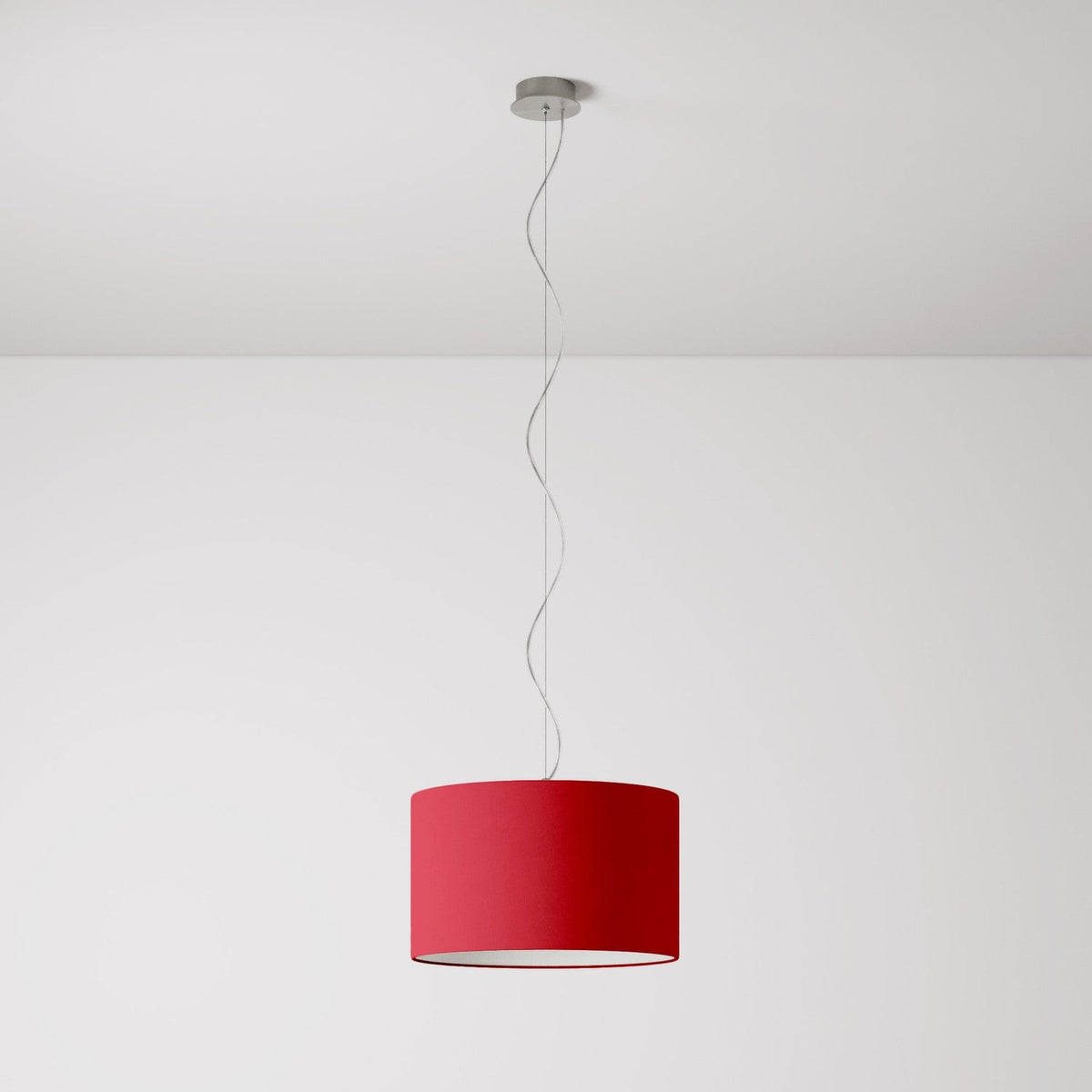 Pendelleuchte mit Stoffschirm Zylinder Small Teletta Rot – Made in Italy