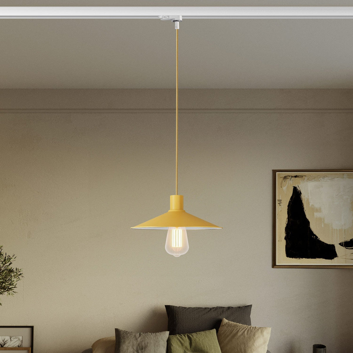 Pendelleuchte mit Swing Pastel-Lampenschirm für Schienensysteme – Mostarda – Ansicht 2