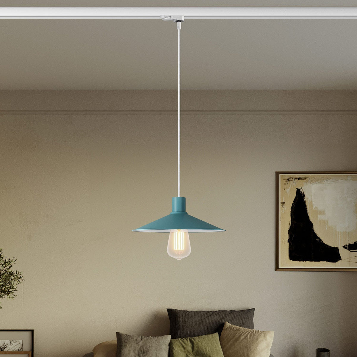 Pendelleuchte mit Swing Pastel Lampenschirm für Schienensysteme – Petrol – Ansicht 2
