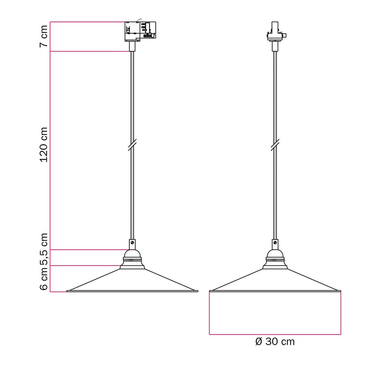 Pendelleuchte mit Swing-Schirm für Schienensystem – Kupfer – Ansicht 6
