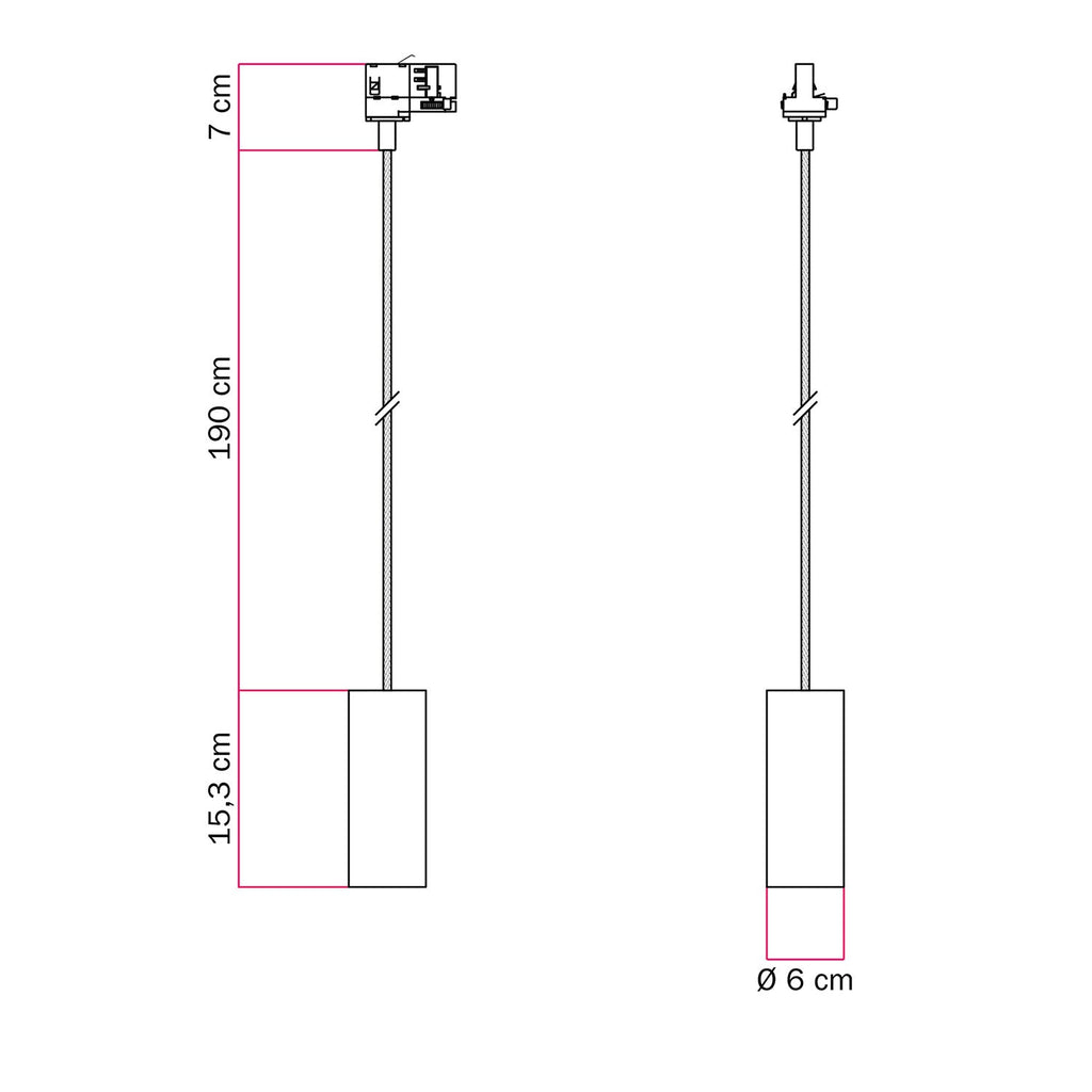 Pendelleuchte mit Tub-E14 Schirm für Schienensysteme – Weiß – Ansicht 6