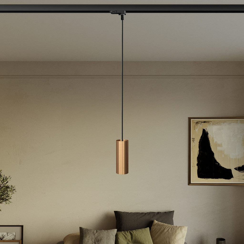 Pendellampe mit Tub-E14 Schirm für Schienensysteme – Satiniertes Bronze – Ansicht 2