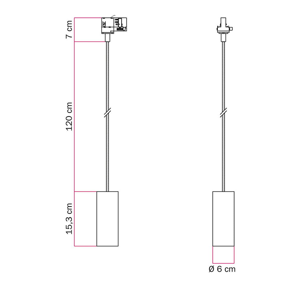 Pendellampe mit Tub-E14 Schirm für Schienensysteme – Satiniertes Bronze – Ansicht 6
