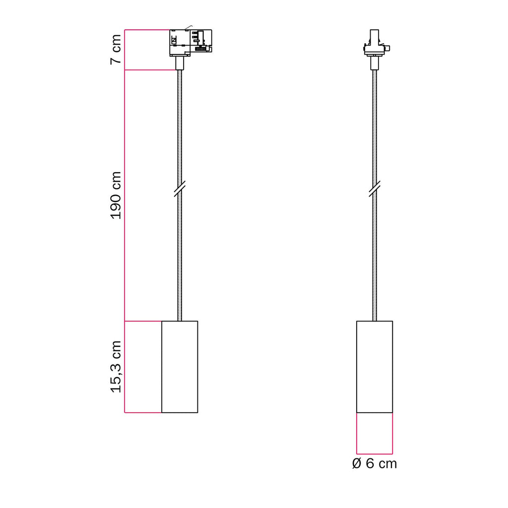 Pendelleuchte mit Tub-E14-Schirm für Schienensysteme - Satin-Titan – Ansicht 6
