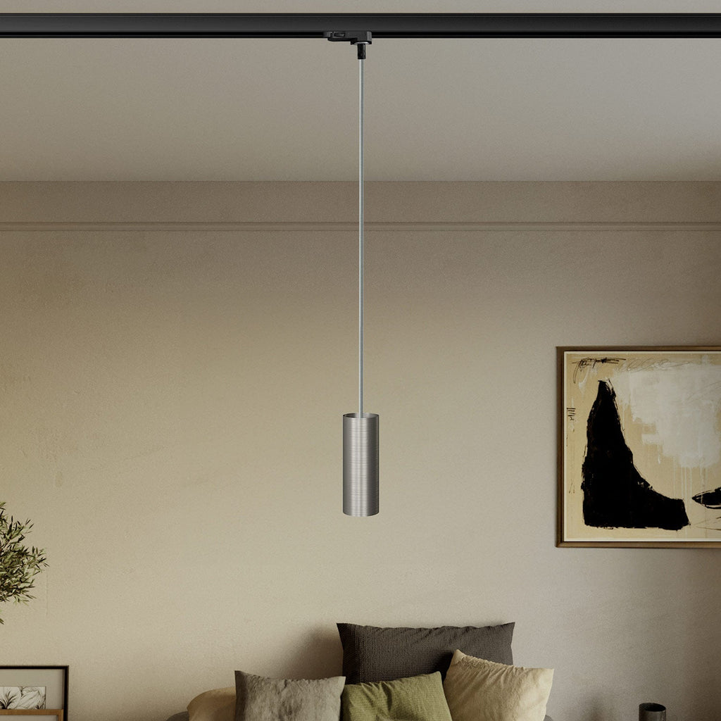 Pendelleuchte mit Tub-E14-Schirm für Schienensysteme - Satin-Titan – Ansicht 2