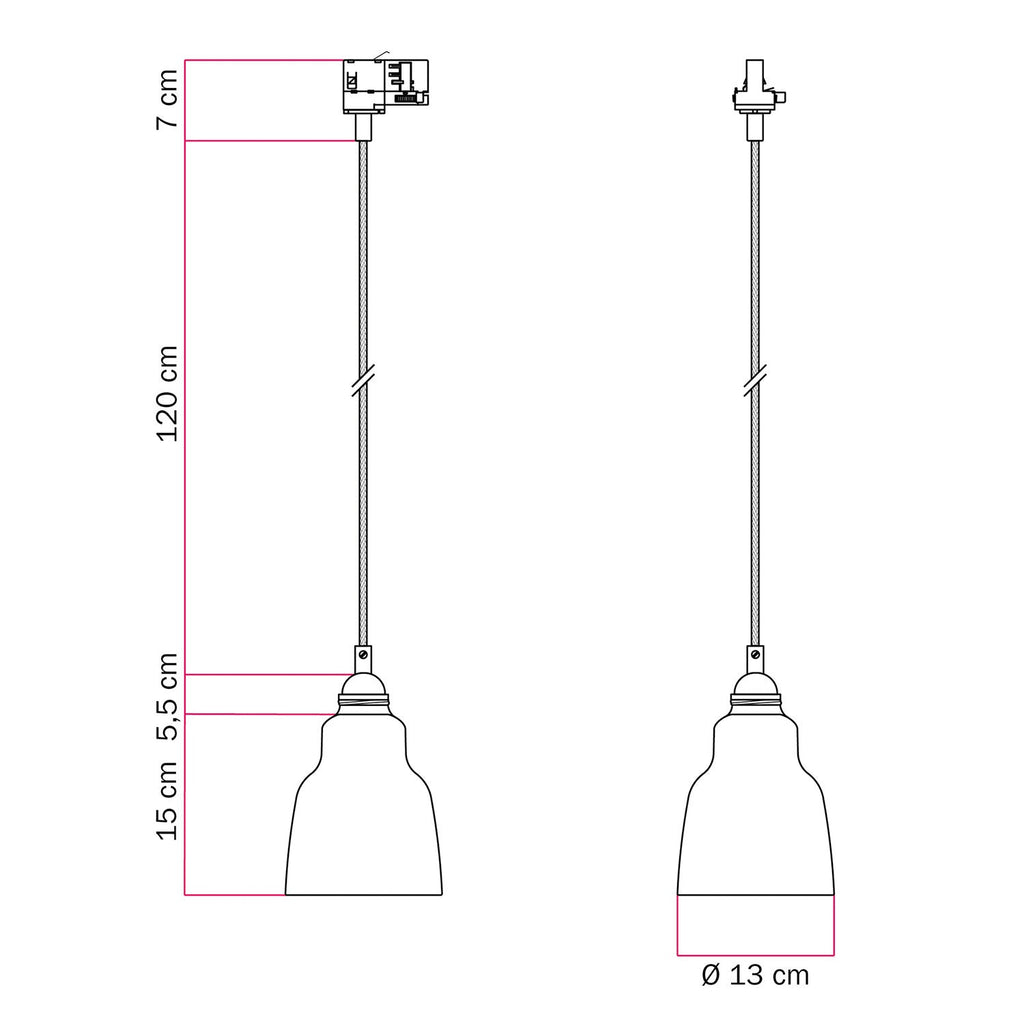 Pendelleuchte mit Vaso-Lampenschirm und Adapter für Schienensysteme – Gestreift Avion – Ansicht 6