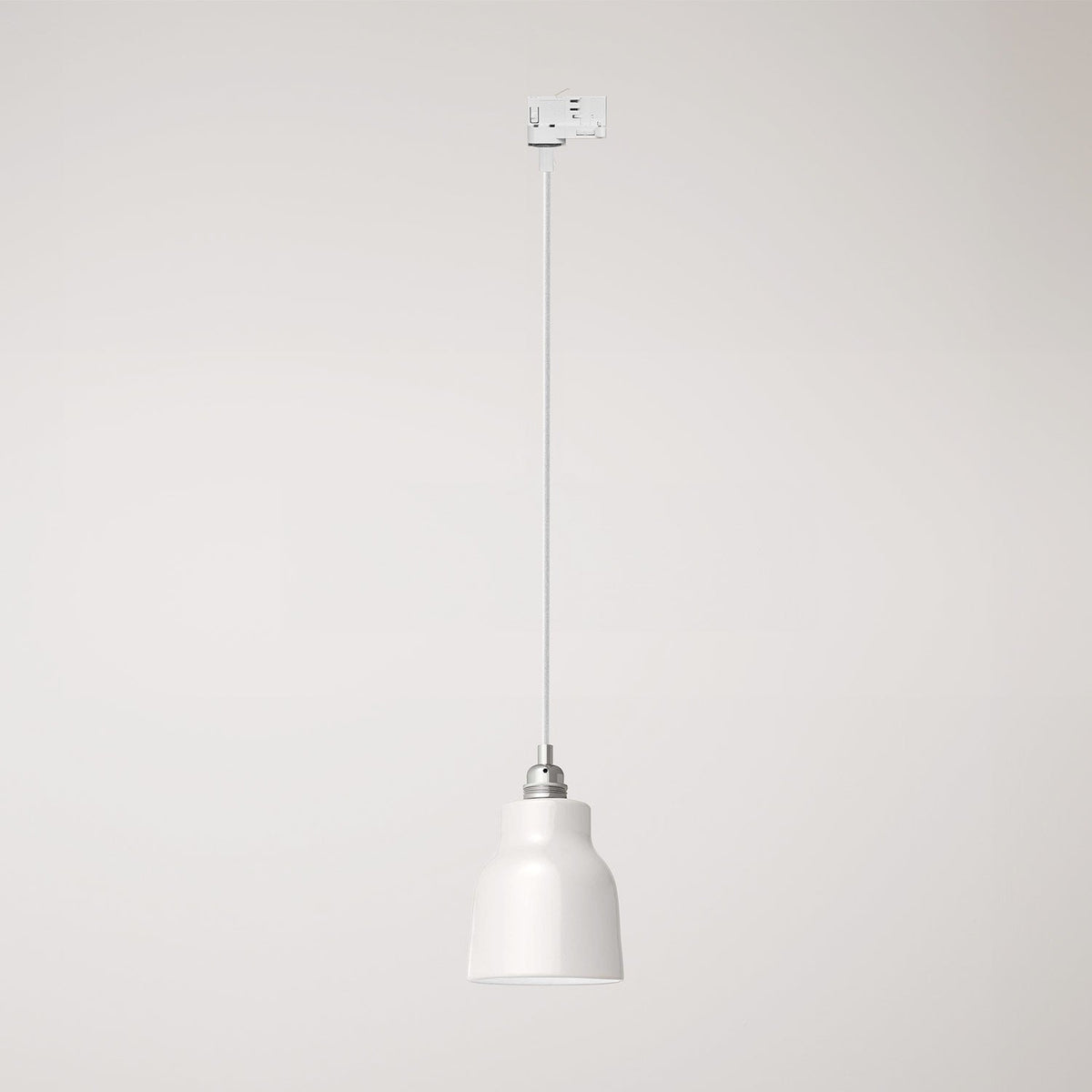 Pendelleuchte mit Vaso-Schirm und Adapter für Stromschienen – Glänzend Weiß