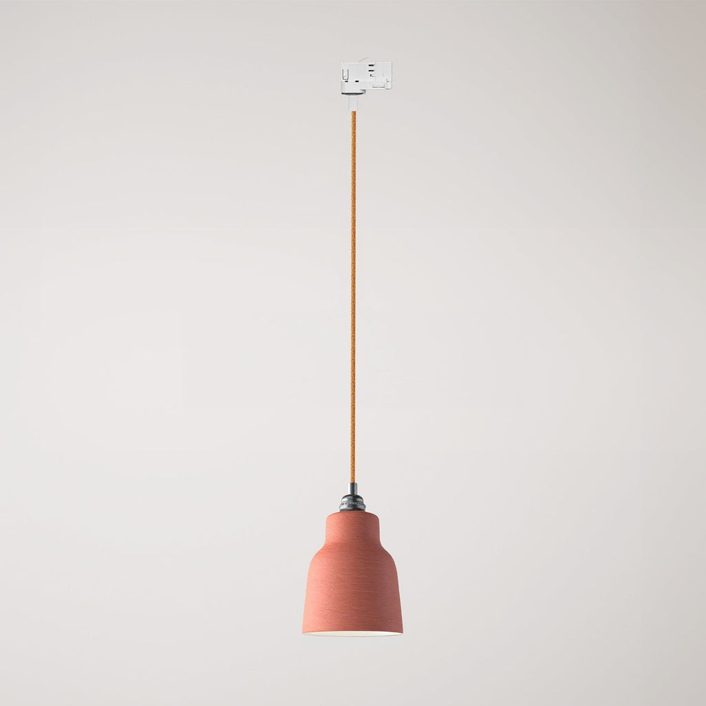 Pendelleuchte mit Lampenschirm Vaso und Adapter für Stromschienen – Gestreiftes Korallenrot