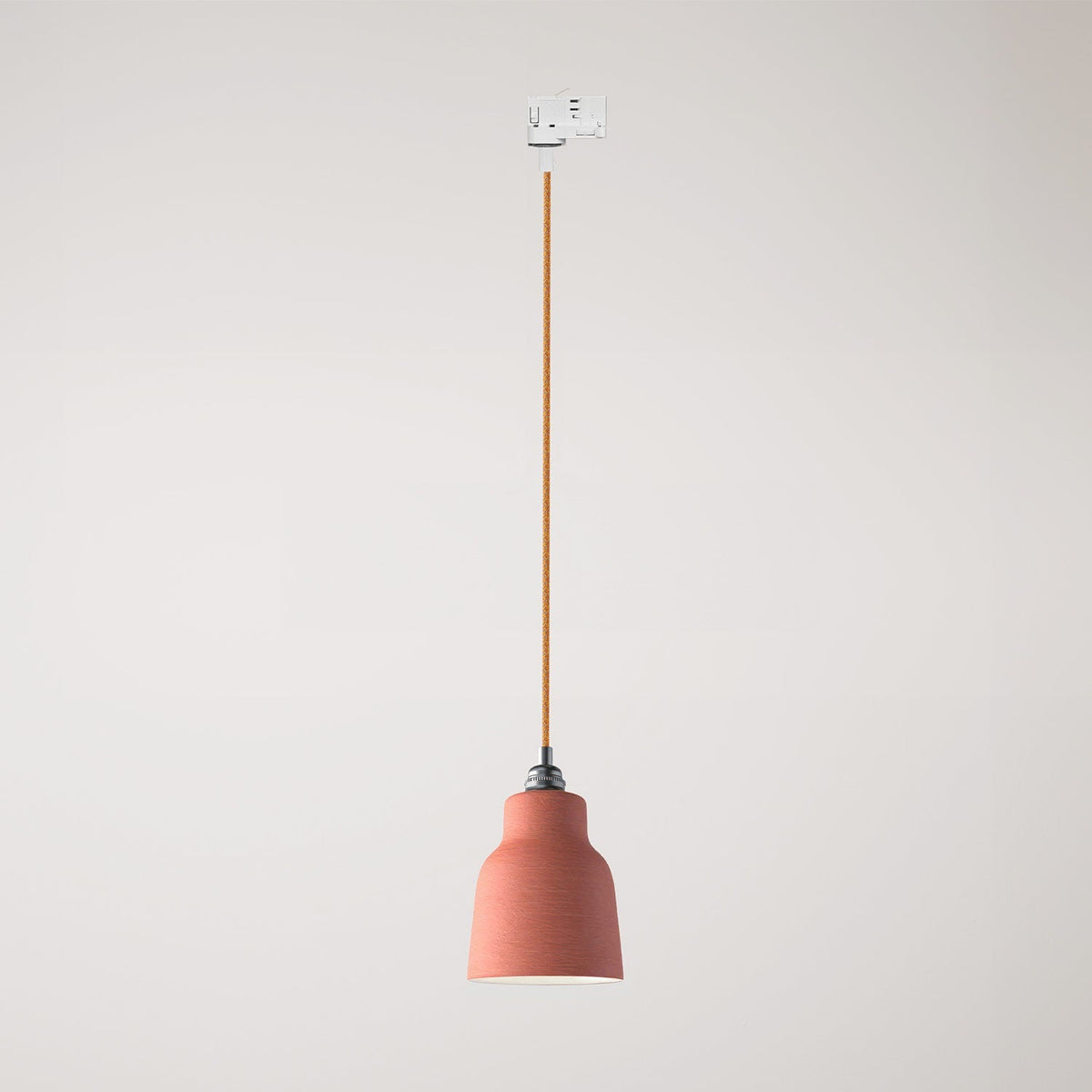 Pendelleuchte mit Lampenschirm Vaso und Adapter für Stromschienen – Gestreiftes Korallenrot