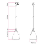Pendelleuchte mit Vaso-Lampenschirm und Schienenadapter – Corten-Effekt – Ansicht 6
